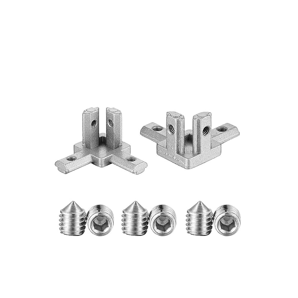 Boukenic 3-Way End Corner Bracket Connector for European Standard Aluminum Extrusion Profile 4040 Series Slot with Screws (Silver, 4 PCS)