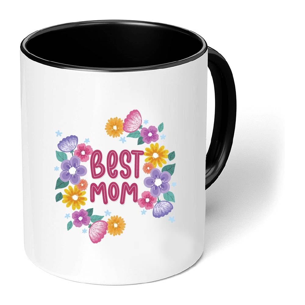 Mothers Day Two Tone Black Mug - Coffee Mug Gift from Kids Daughter Son - Best Mother's Day Coffee Mug - Gift for Mom (Design 3)