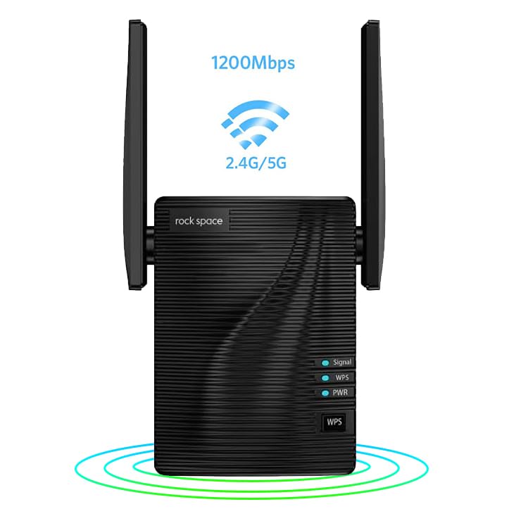 rockspace 1200Mbps WiFi Repeater (AC1200)-WiFi Range Extender Supports WPS One Button Setup with 2 External Antennas