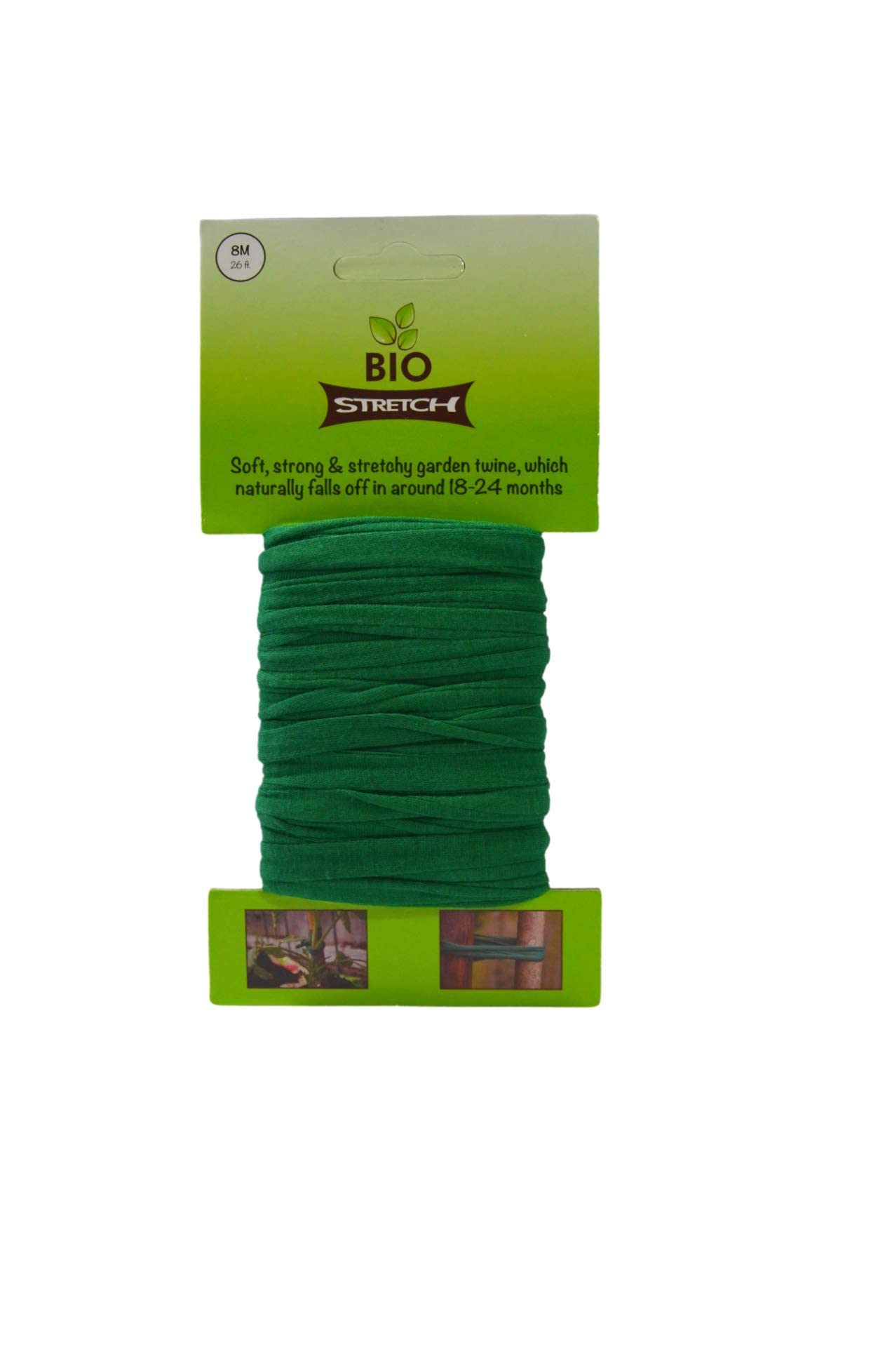 Biostretch, Soft Stretchy Garden Twine | Environmentally Friendly and Supporting Plant Ties | Smart Non-Twist Wire Plant Ties | Flexible Cut-to-Length Plant Tape (Bio 8M Card)