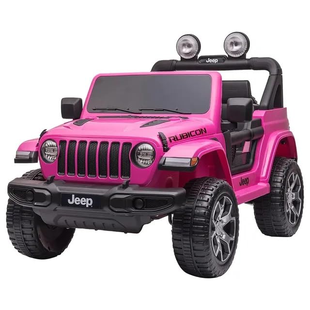 Dorsa 12V Battery Operated Kids Ride on 4x4 Wrangler Rubicon Offroad Jeep, Music, Sound & Light Electric Kids Ride on (PINK)