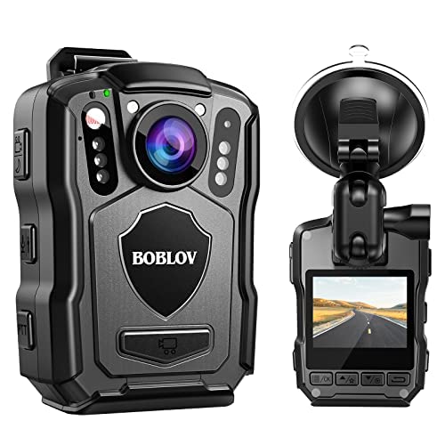 BOBLOVM5 2K Body Camera with Audio, 1440P 128G GPS Police Body Cam Built-in 4200MAH Battery, IP67 Waterproof, Night Vision Body Worn Cam for Law Enforcement, Dash Cam for Cars with Suction Cup Mount