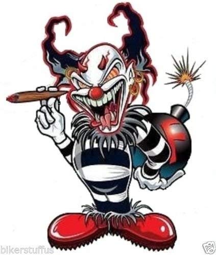 Clown with Bomb Sticker Decal Helmet Sticker Decal Bumper Sticker Decal Vinyl - Made in USA 3 in. x 2.5 in.