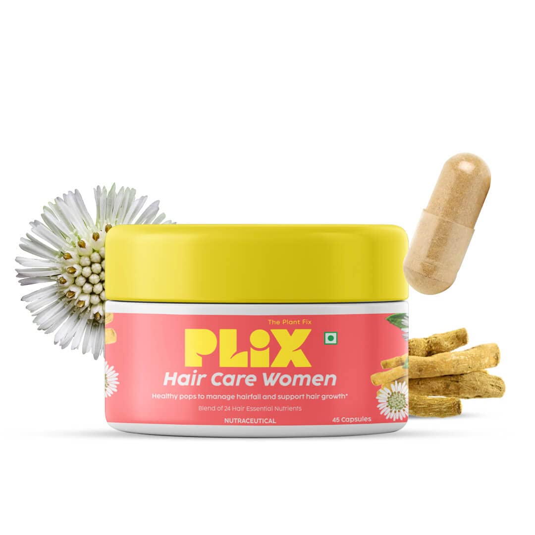 PLIX Hair Care 45 Capsules For Women (Pack of 1) | Strengthens Hair Follicles, Contains Bhringraj | 45 Supplements per Bottle