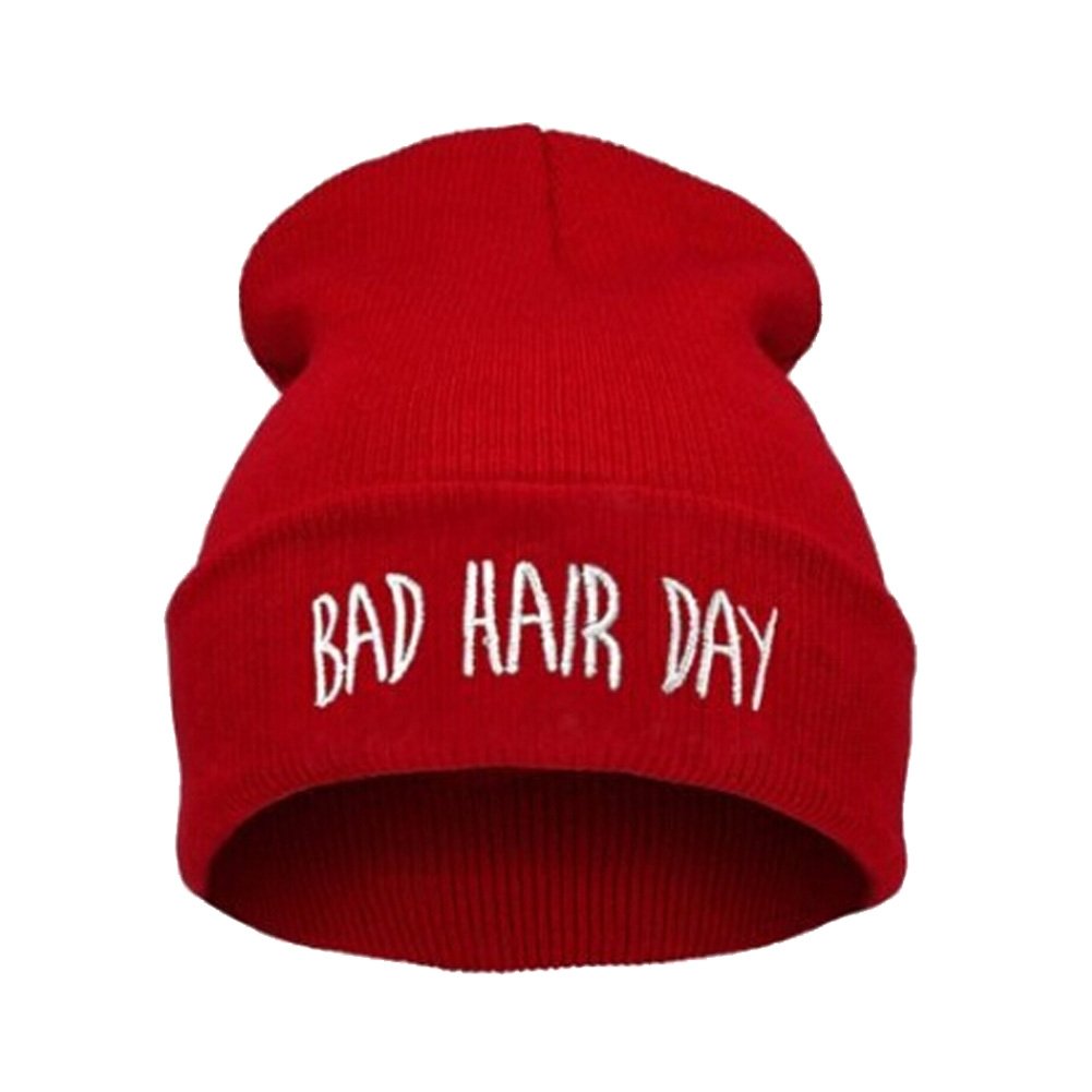 JoyciWinter Unisex Funny Bad Hair Day Hip Pop Beanie Hat Women Men Ski