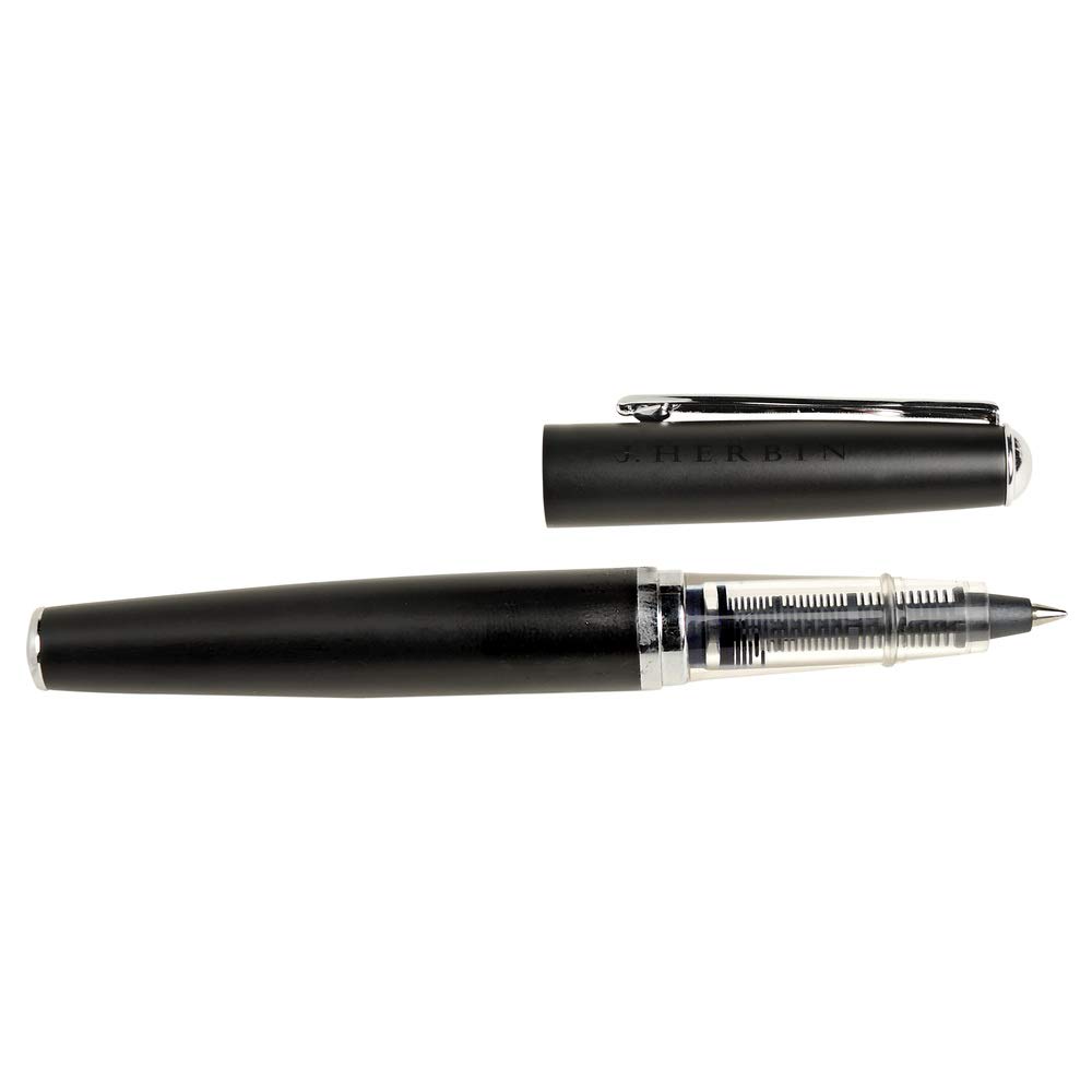 Herbin 21600T - Metal roller pen with cartridge, Black