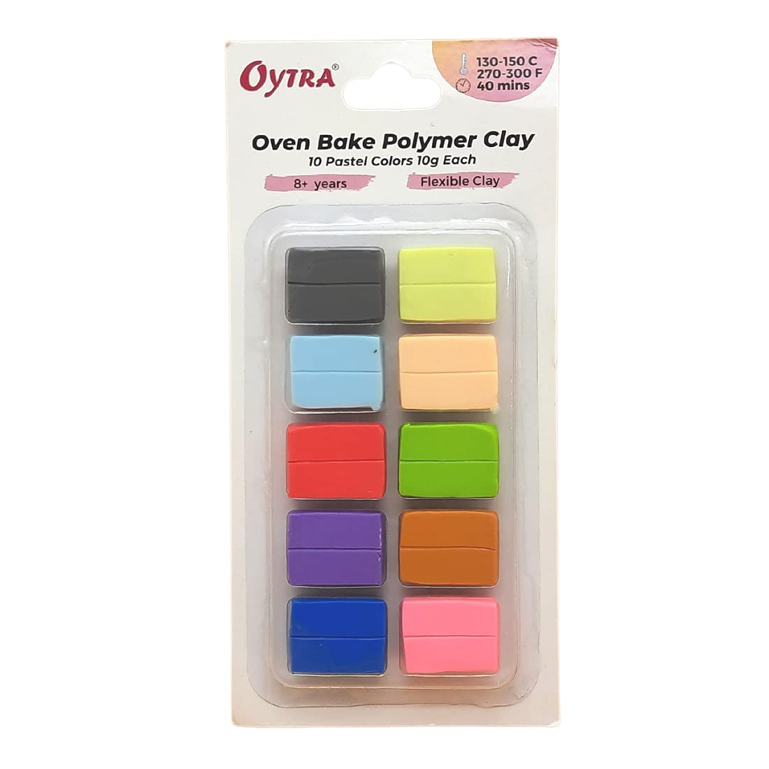 Oytra10 Color Polymer Clay Make and Oven Bake Set Non Air Dry Plasticine PVC Material 10X10 gram (Pastel)