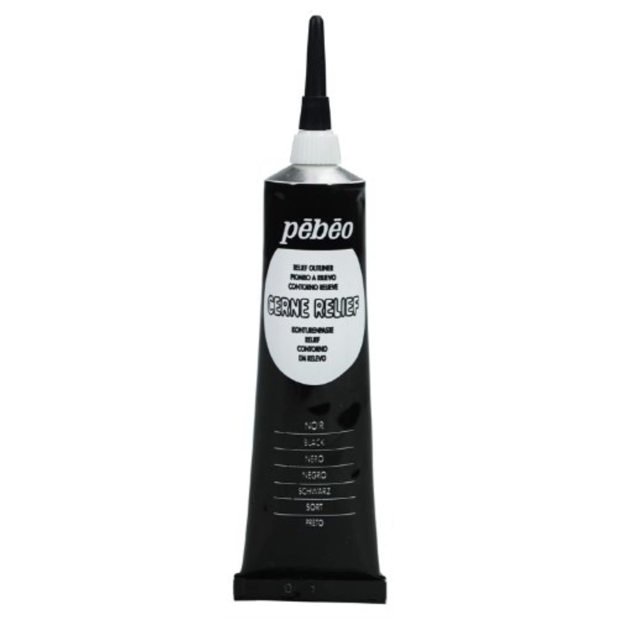 PEBEOVitrail, Cerne Relief Dimensional Paint, 37 ml Tube with Nozzle - Black, Packaging may vary, 1.25 Fl Oz (Pack of 1)