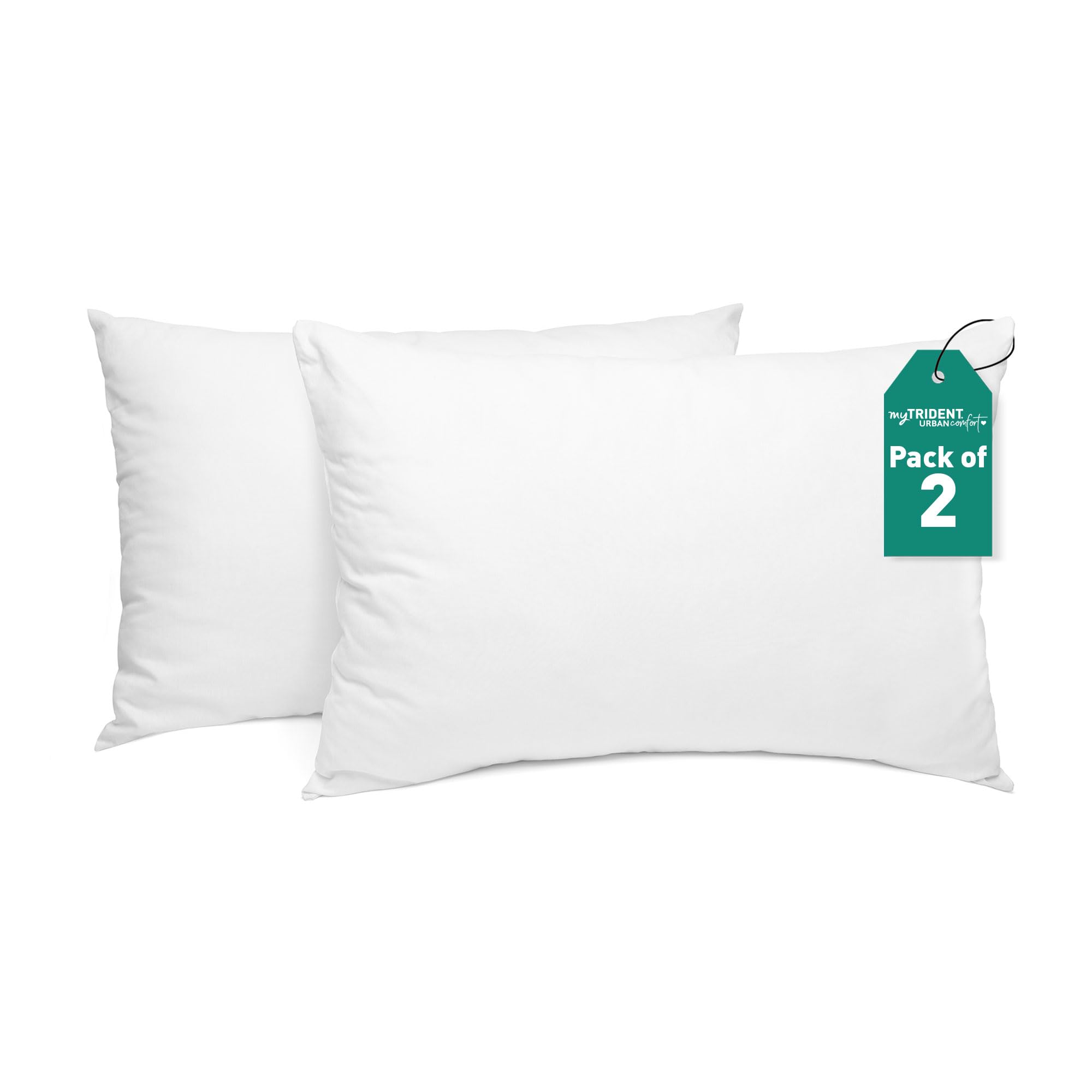 MYTRIDENT Urban Comfort Pillows Set 100% Polyester | Pack of 2 Pillows | 40 Cms x 60 Cms| Fluffy | Bouncy | Washable | Poly-Filled Pillows | Vacuum Packed Pillows