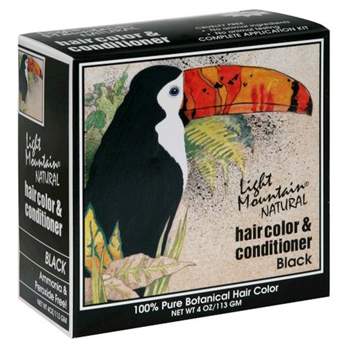 Light Mountain Natural Hair Color & Conditioner, Black, 4 oz (113 g) (Pack of 3)