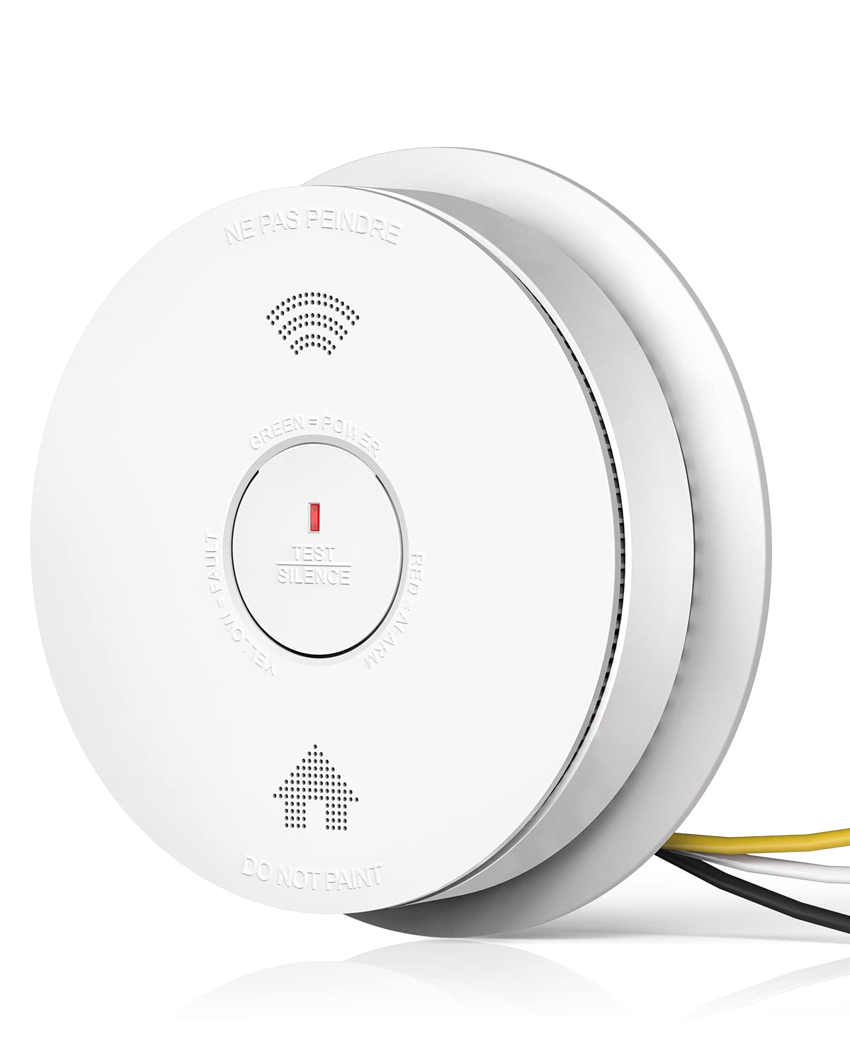 SITERWELL Hardwired Interconnected Smoke Detector Carbon Monoxide Detector Combo with 2 AA Batteries Back Up, 2 in 1 Smoke and CO Detector with Voice Alert, Smoke and CO Alarm with Self-Check, 1 Pack