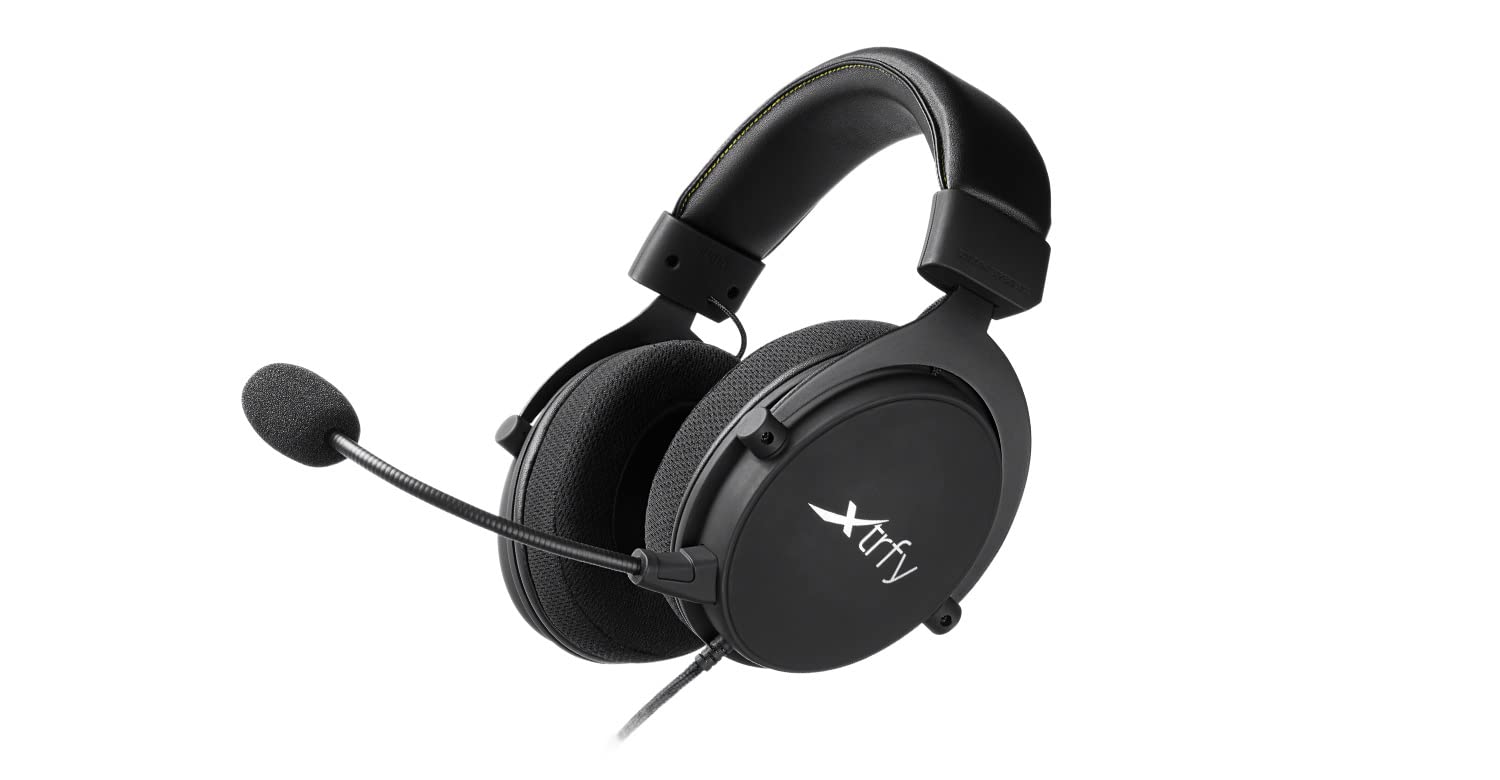 XTRFYH2, Professional Gaming Headset, Optimised for E-Sports, Extra-Large Ear Cushions with Memory Foam Pads, Detachable Microphone, Braided Cable, Black