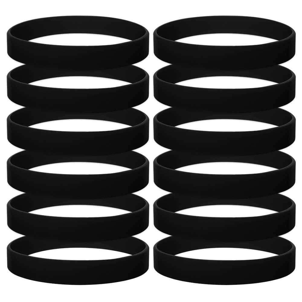 GOGOGOGO 12 PCS Adult Silicone Wristbands, Rubber Bracelets, Party Accessories - Black