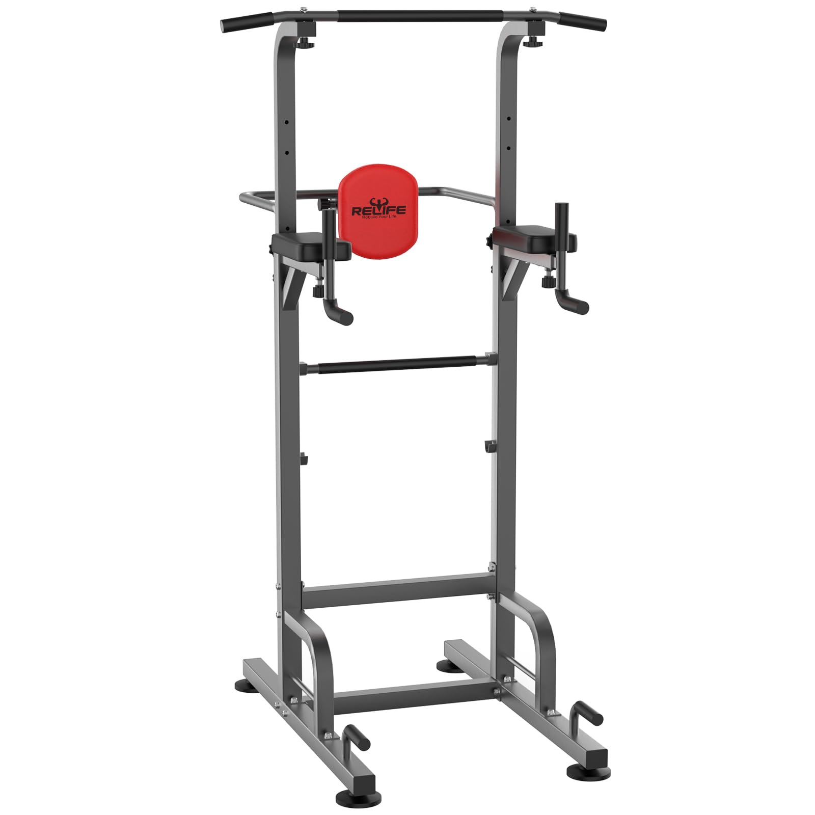 RELIFE REBUILD YOUR LIFE Power Tower Pull Up Bar Station Workout Dip Station for Home Gym Strength Training Fitness Equipment,450LBS