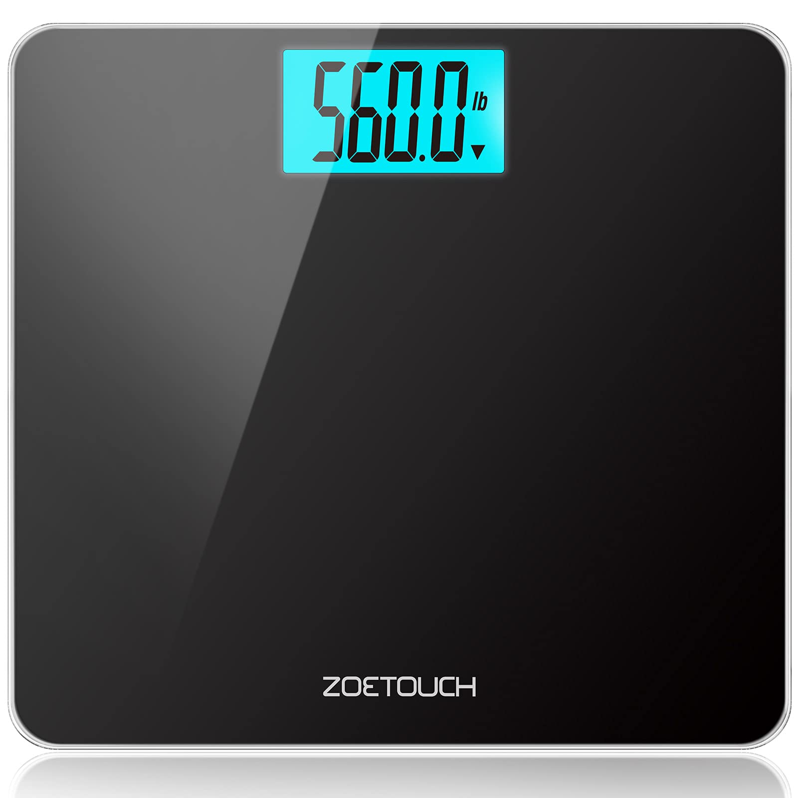 ZOETOUCHMax Capacity 500 lb Digital Bathroom Scales for Body Weight, Easy Read Display, Black