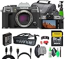 Fujifilm X-T50 Mirrorless Digital Camera Body Bundle + 64GB SF-M Tough Series UHS-II SDXC Memory Card + Greens Lens Cleaning Kit + Camara Bag + Vlogging Tripod + More (Charcoal Silver)