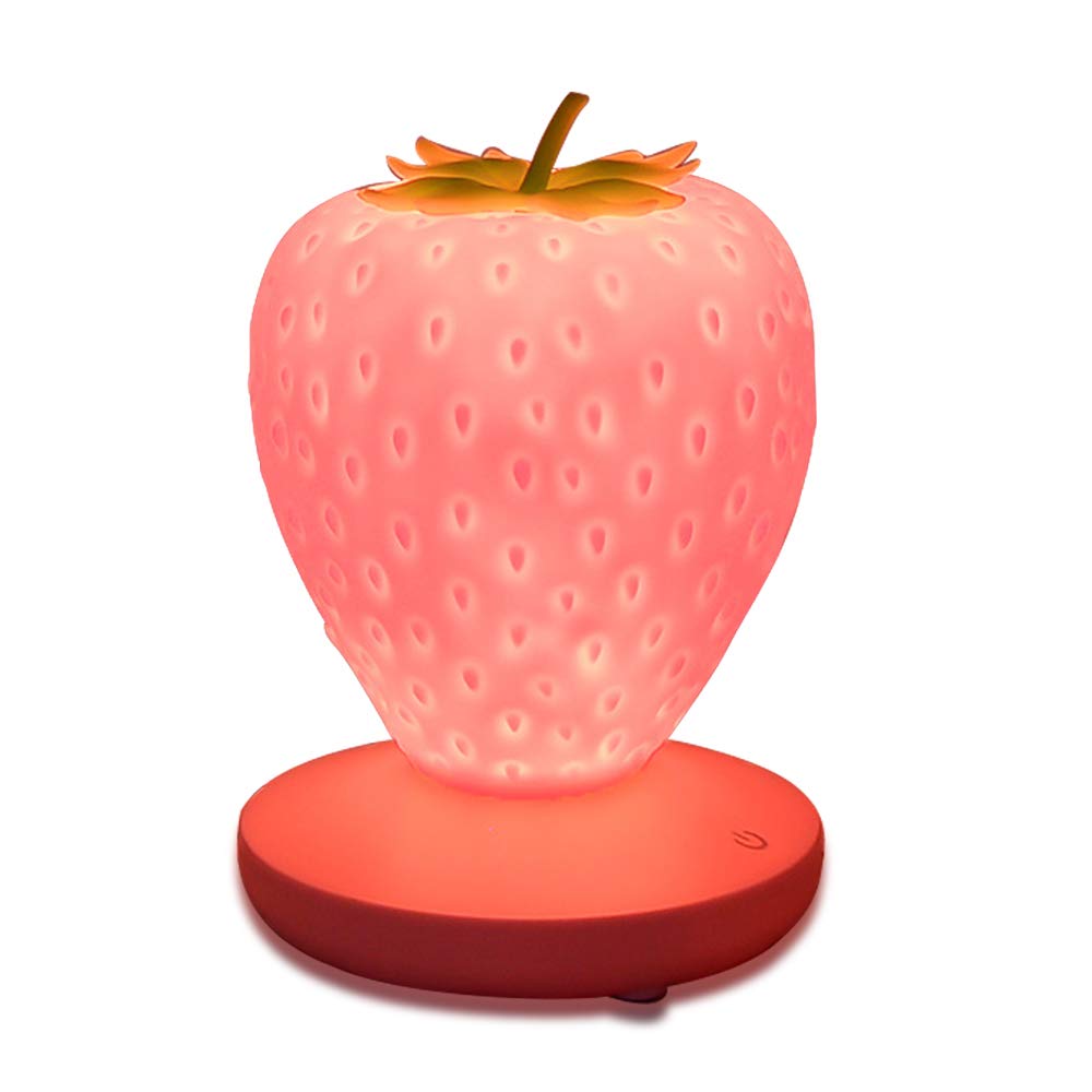 ANQIA Led Color Changing Cute Touch Strawberry Night Light Table Lamp for Bedroom, Dresser, Living Room, Kids Room, Office, Festival Decor and Gift (Pink)