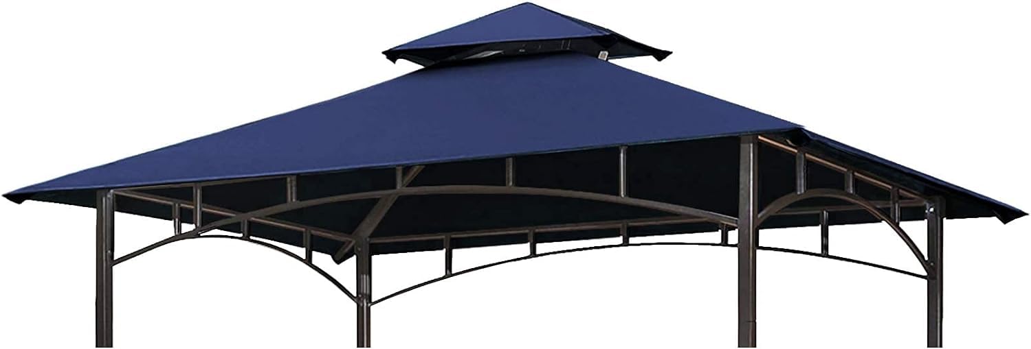 Gazebo Cover Replacement 3x3m Waterproof Patio Canopy Tent Top， Grill BBQ Gazebo Roof Top Gazebo Replacement Roof Canopy 2 Tier Top UV Cover Garden Patio Outdoor Sun Awning Shelters (TOP ONLY)