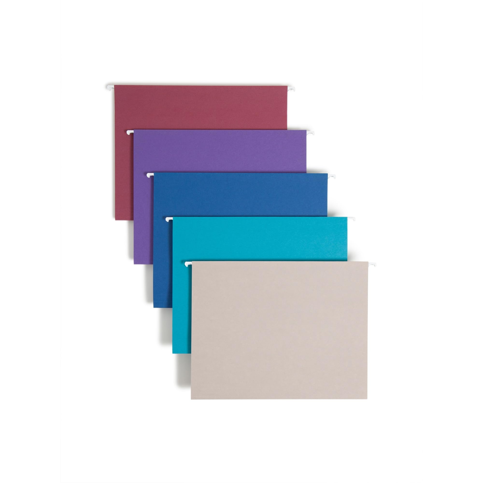 Smead Colored Hanging File Folder with Tab, 1/5-Cut Adjustable Tab, Letter Size, Assorted Jewel Tone Colors, 25 per Box (64056)