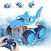 MaxTronic Amphibious Remote Control Cars Ajustable LED Light, Direct Charge RC Stunt Car Shark Toys, 2.4G 4WD All Terrain Monster Truck Christmas, Birthday Gifts for Kids Age 3-12 Boys Girls