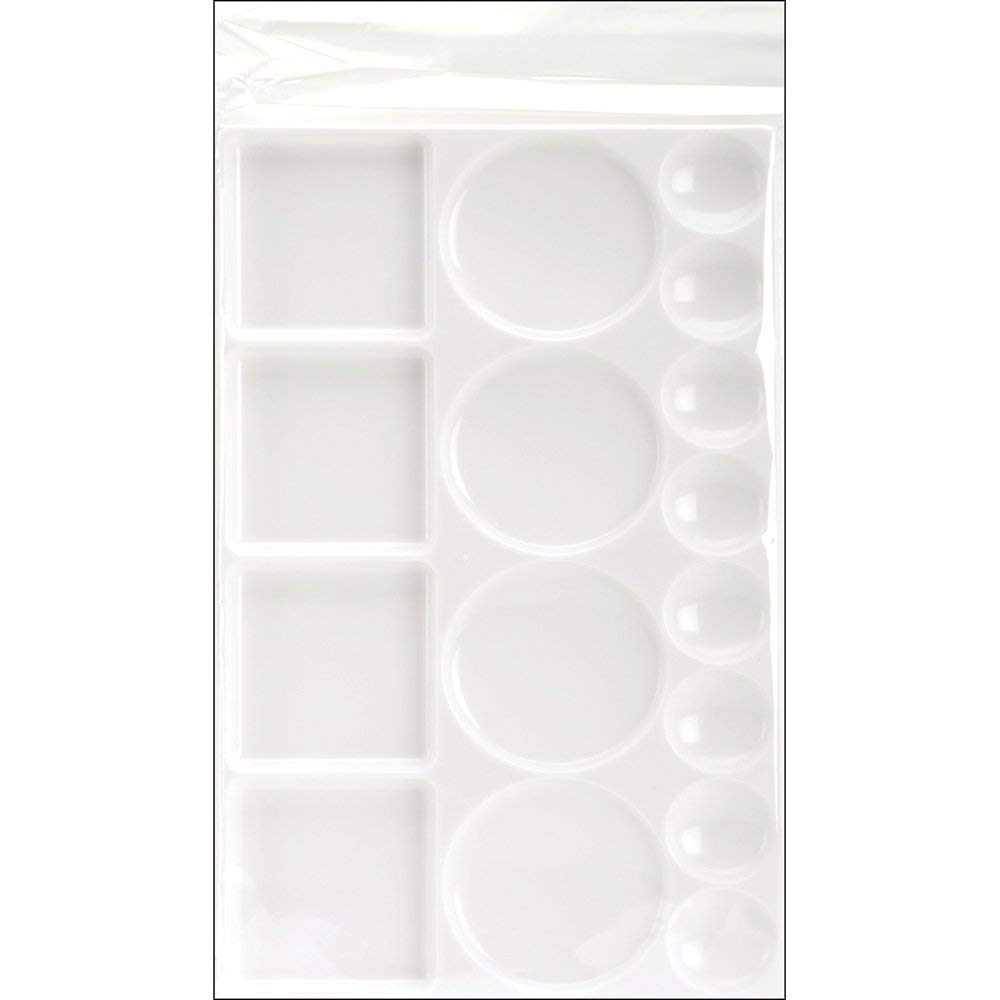 Nature Arts and Colours Rectangle Plastic Palette Painting Plate with 16 Well - (White)