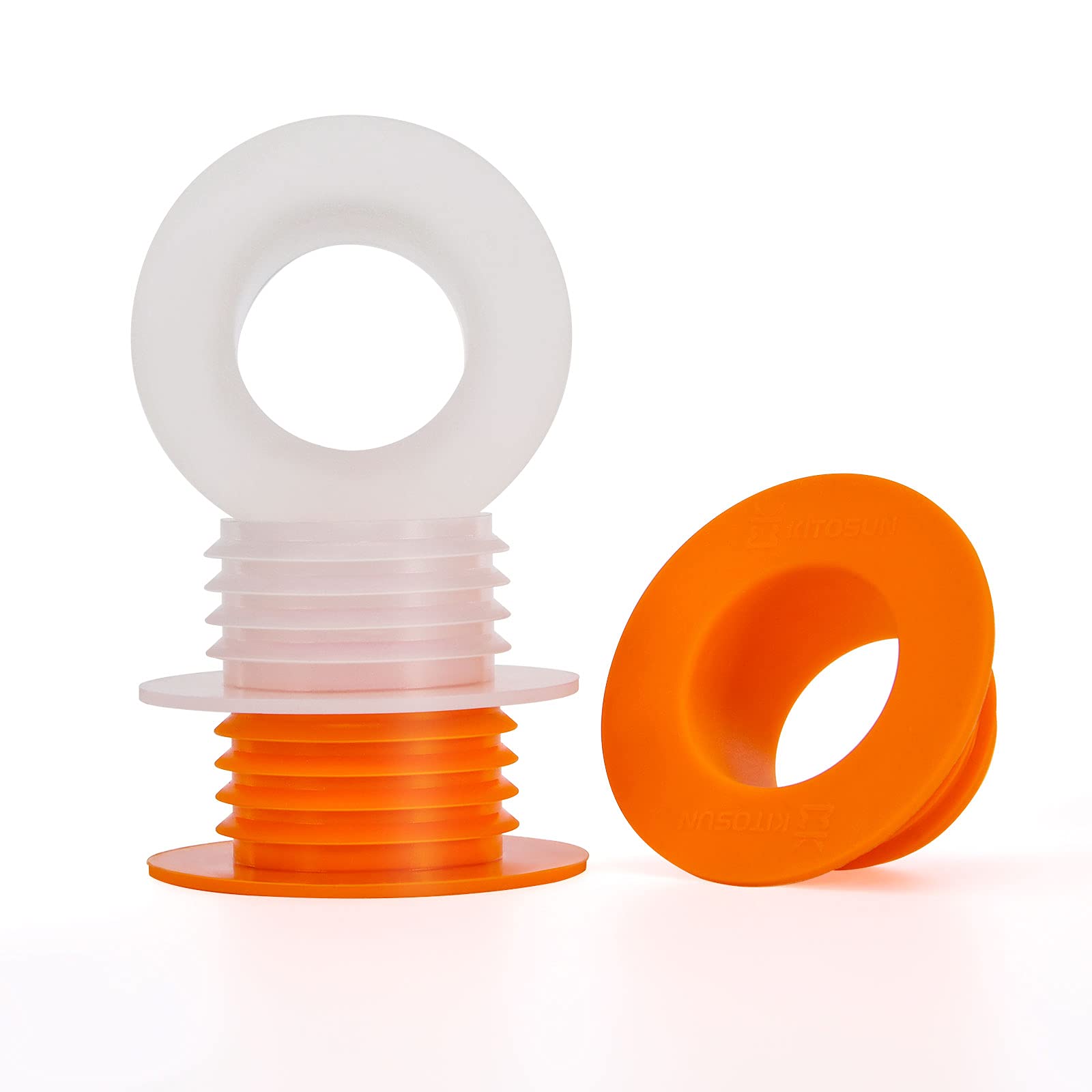 Hookah Grommet Silicone Vase Gasket - Kitosun Original Hookah Accessories Great for Russian Egyptian Shisha Water Pipe Narguile Huka Sheesha Parts Seal 38mm Stem 45mm Mouth 2 Orange 2 Natural