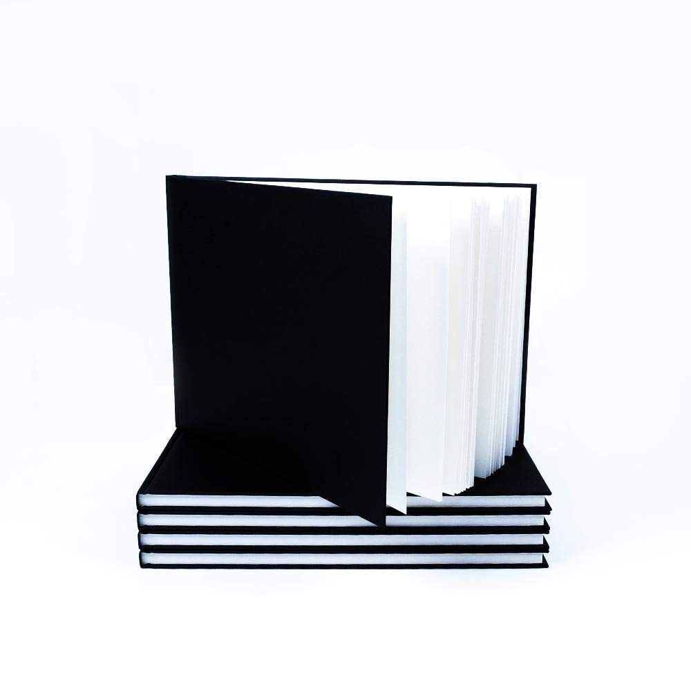 Seawhite Black Cloth Cover Sketchbook 140gsm Landscape A4-8.3 x 11.7