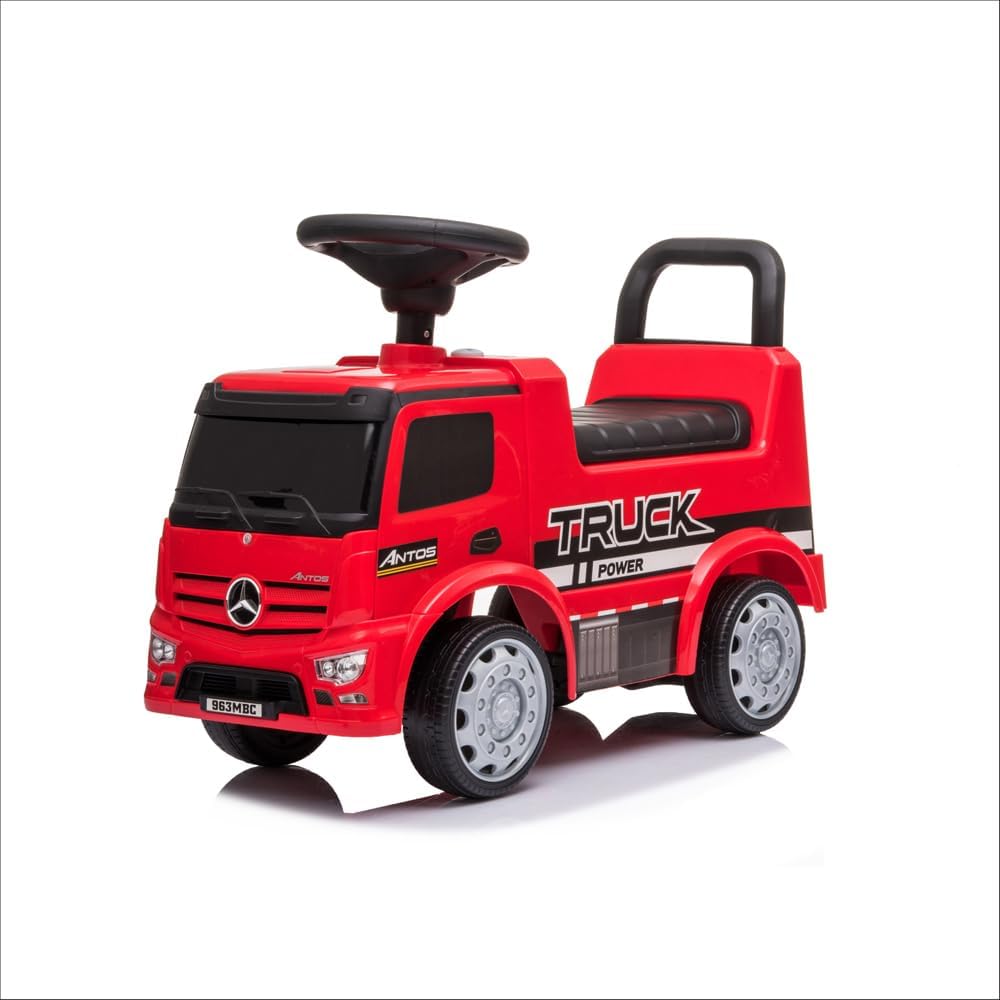 The Moon Brand Licensed-Mercedes Benz Truck foot to floor Ride-On, Premium , Easy to Operate, Family Fun- , early development & activity - Red