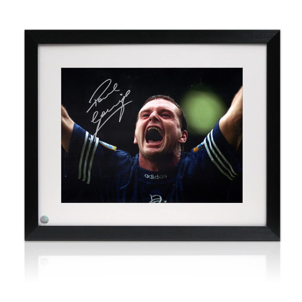 Exclusive Memorabilia Paul Gascoigne Signed Rangers Photo. Framed