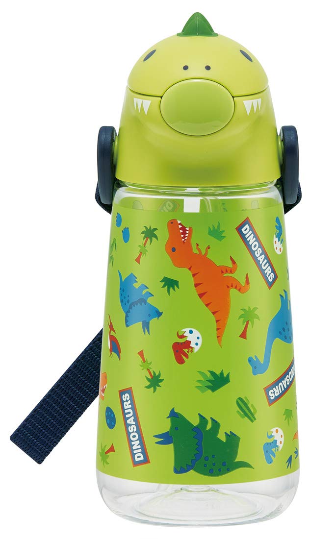 Skater PSHC4DK-A Die Cut Bottle with Straw, 14.2 fl oz (420 ml), Dinosaurus