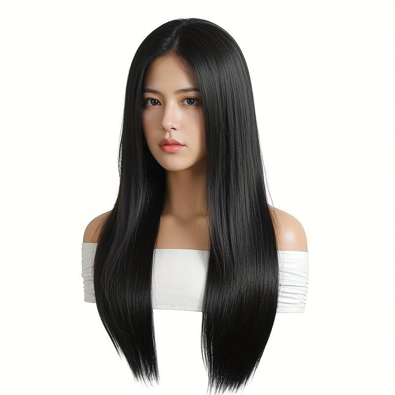 Akashkrishna Long Hair Wig For Women Straight Black Wig Heat Resistant Synthetic Hair Wig |Wig For All Occasions Easy To Style & Maintain WIg With 2 Wigcap