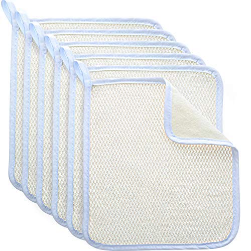 Blulu Exfoliating Face Body Wash Cloth Towel Dual-Sided Exfoliating Scrub Towel Soft Weave Beauty Skin Washcloth Home Massage Bath Cloth, 5 Pack