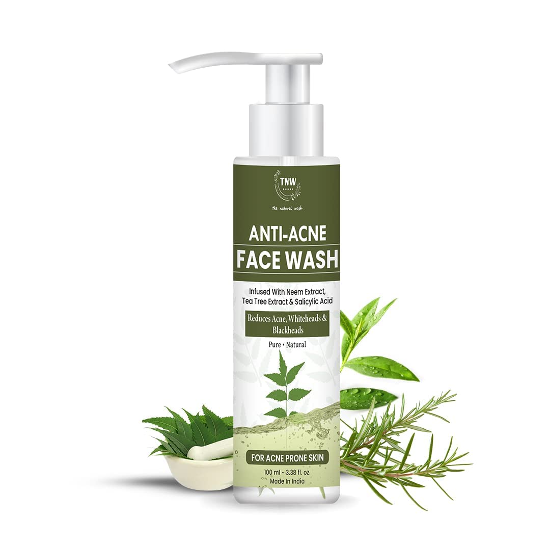 TNW-THE NATURAL WASH Anti Acne Face Wash Pimples Marks Removal, Controls Blackheads Whiteheads & Lighten Blemishes | Controls Excess Oil With Neem Tea Tree Rosemary Leaf Extract & 0.2% Salicylic Acid