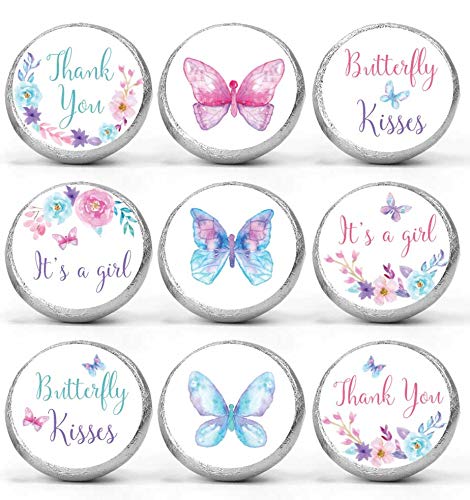 Mini Candy Stickers 0.75 Inch Butterfly Baby Shower Favors Set of 324