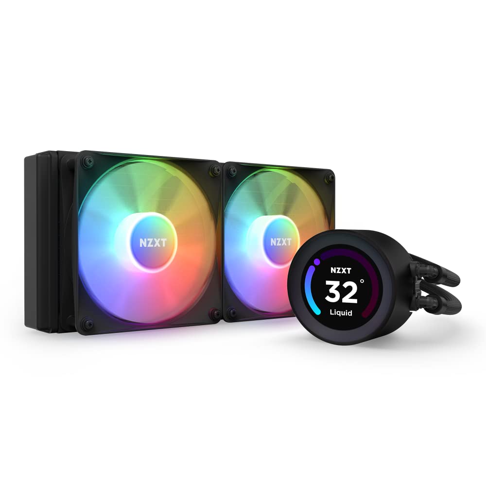 NZXT Kraken Elite 240 RGB - RL-KR24E-B1-240mm AIO CPU Liquid Cooler - Customizable 2.36" LCD Display for Images, Performance Metrics and More - High-Performance Pump - 2 x F120 RGB Core Fans - Black