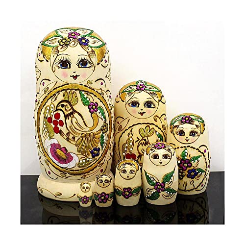 zdz Creative 7pcs/Set Wooden Russian Stacking Nesting Wishing Dolls Beautiful Handmade Matryoshka Kids Toys Xmas Gifts Exquisite Home Decor Gift