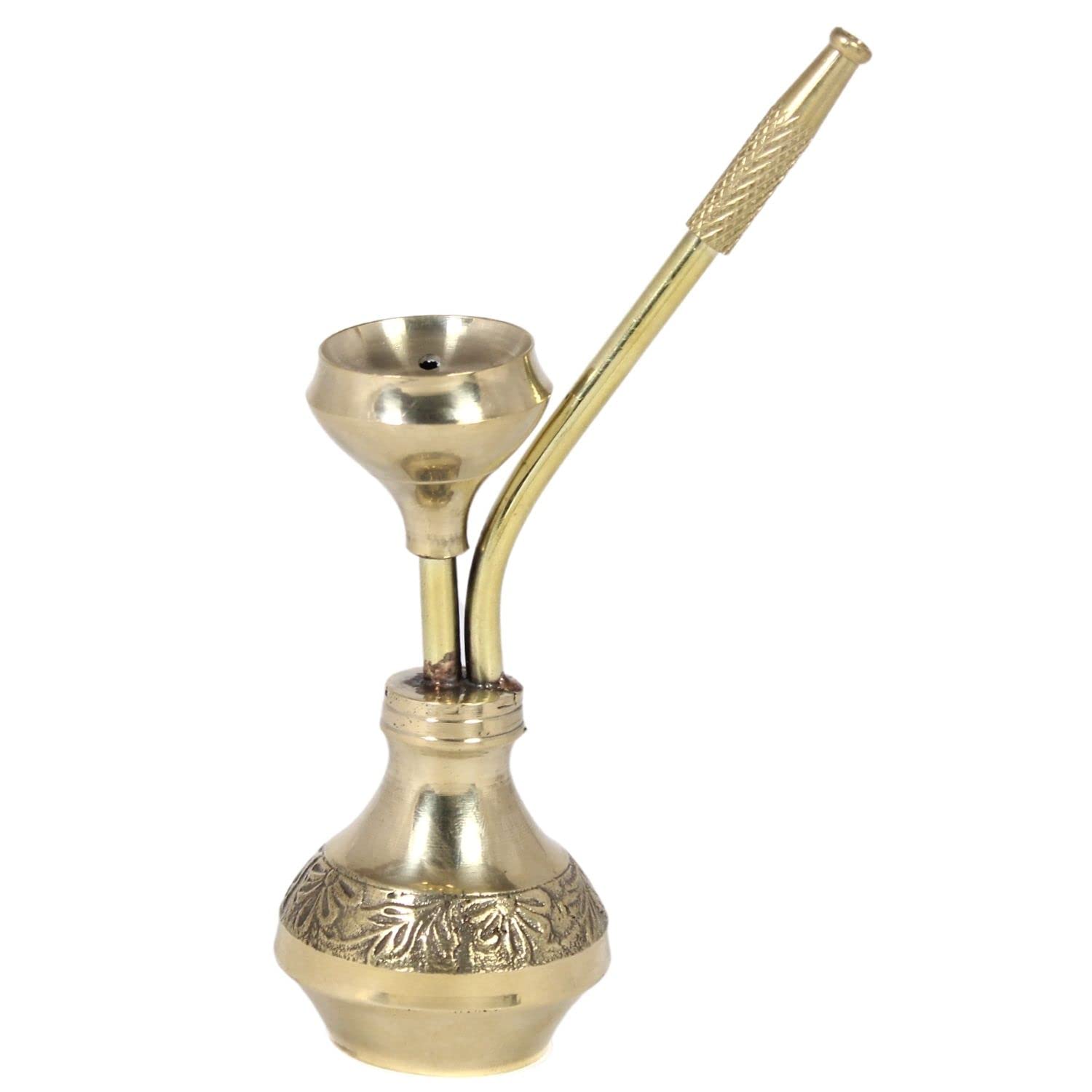 STAGLINE Brass Miniature Hookah,Chillum, Mini Water Pipe Smoking Vintage, Hand Hookah for Home Decoration, Office Showpiece Hookah Bar Parties,3.6'' Inch, SmallGold