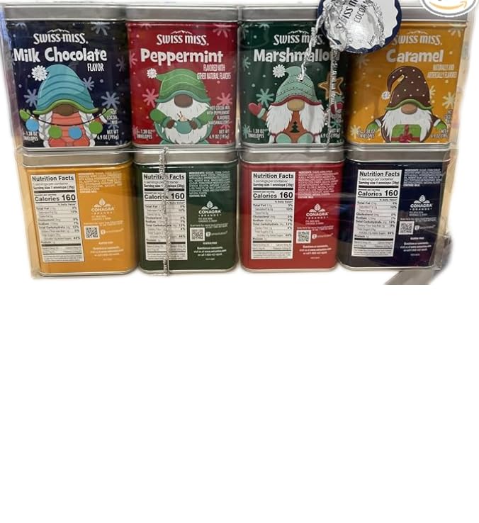 Swisss Hot Cocoa Gift Pack, 4 Tins, Assorted Flavors (Milk Chocolate, Peppermint, Marshmallow, Caramel) (5.52 Ounce (4 count))