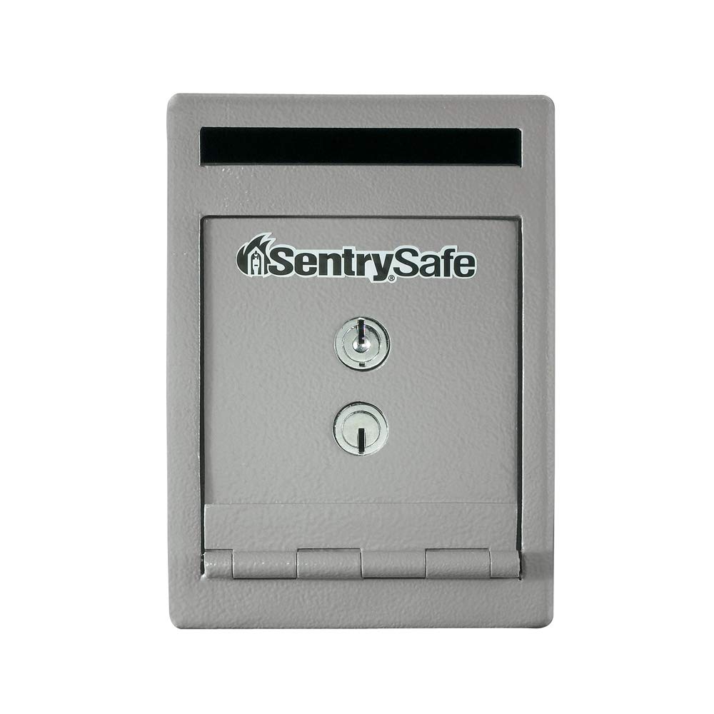 SentrySafeDepository Safe with Dual Key Lock, Steel Drop Slot for Offices and Businesses, Securely Store Cash, Deposits Valuables, 0.23 Cubic Feet, 8.5 x 6 12.3 Inches, UC-025K