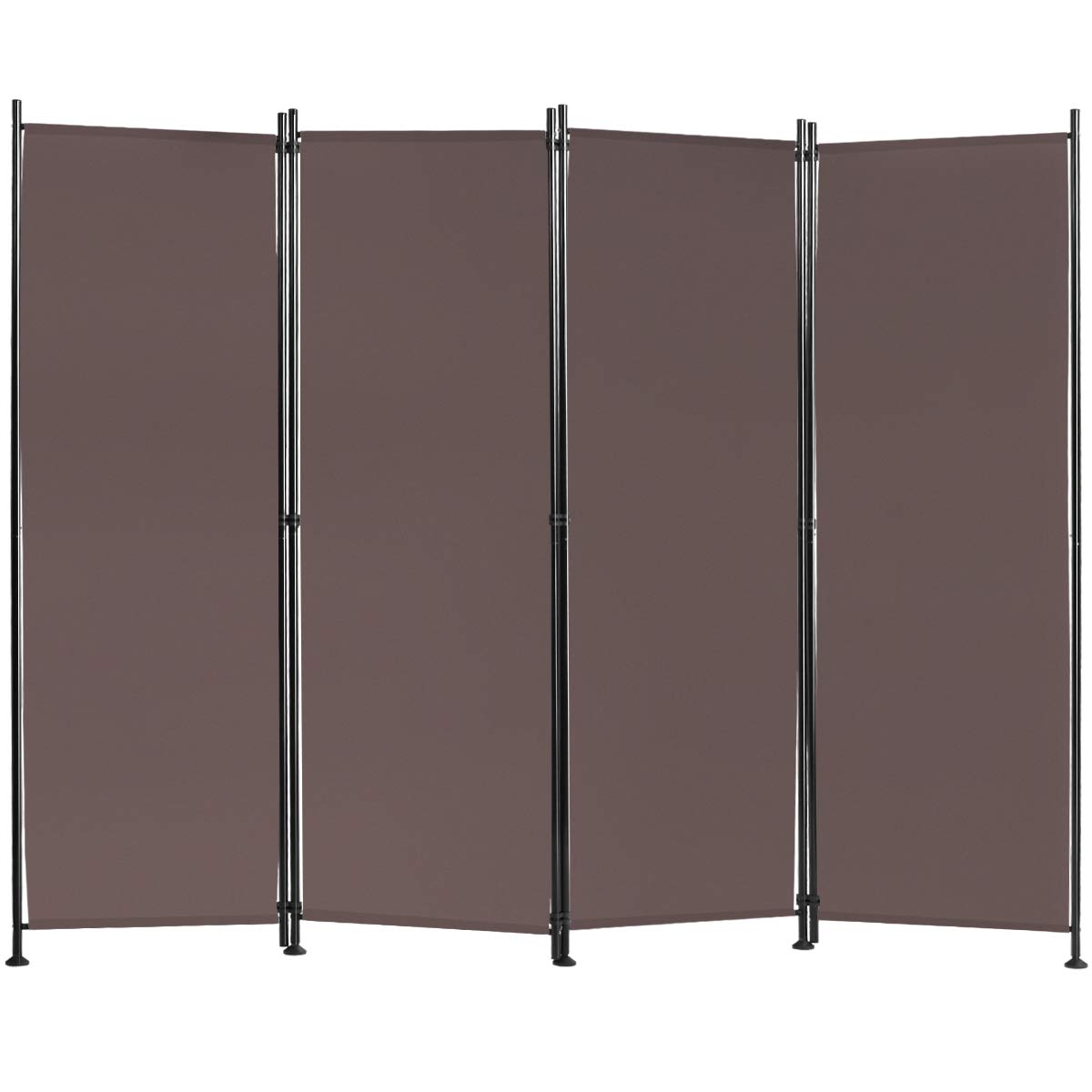 Giantex4 Panel Room Divider, 5.6 Ft Folding Privacy Screen with Adjustable Foot Pads, Home Office Freestanding Tall Partition, Wall Divider for Bedroom, Living Room (Coffee)