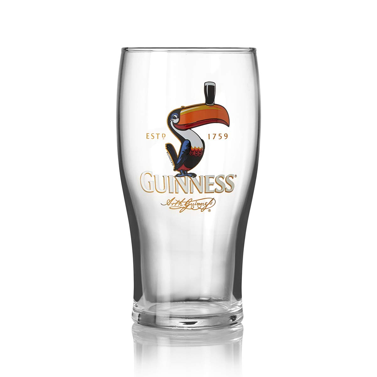 Guinness Toucan Pint Glass, Single Glass | 20oz Pints Drinking Cup | Thick Beer Glasses Beer 20 oz Beer Can Glass