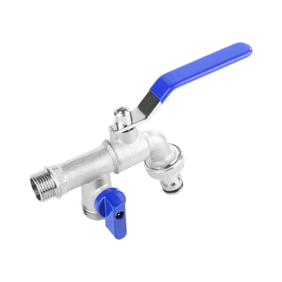 RACO ½” Garden Tap Valve, Bib Faucet Water Ball Valve Outdoor Water Tap with Long Lever Handle and Quick Connect Barb (DUAL VALVE)