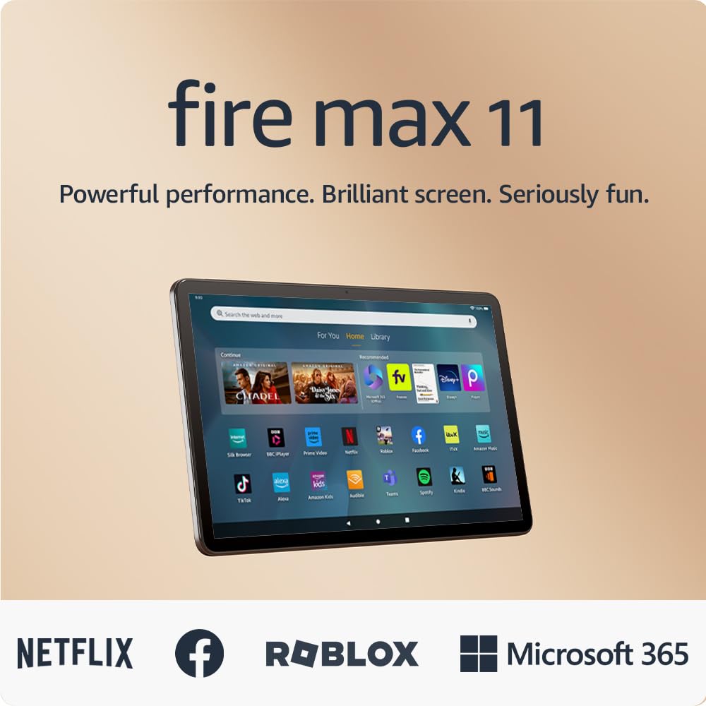 Amazon Fire Max 11 tablet (newest gen), our most powerful tablet yet, vivid 11" display, octa-core processor, 4 GB RAM, 14-hr battery life, 64 GB, Grey, with Ads