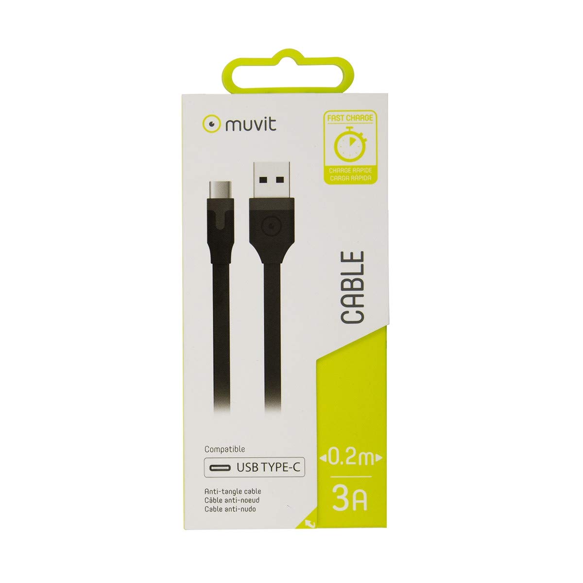 Muvit muusc0214 – USB Cable Type C 3 A 0.2 M, Black