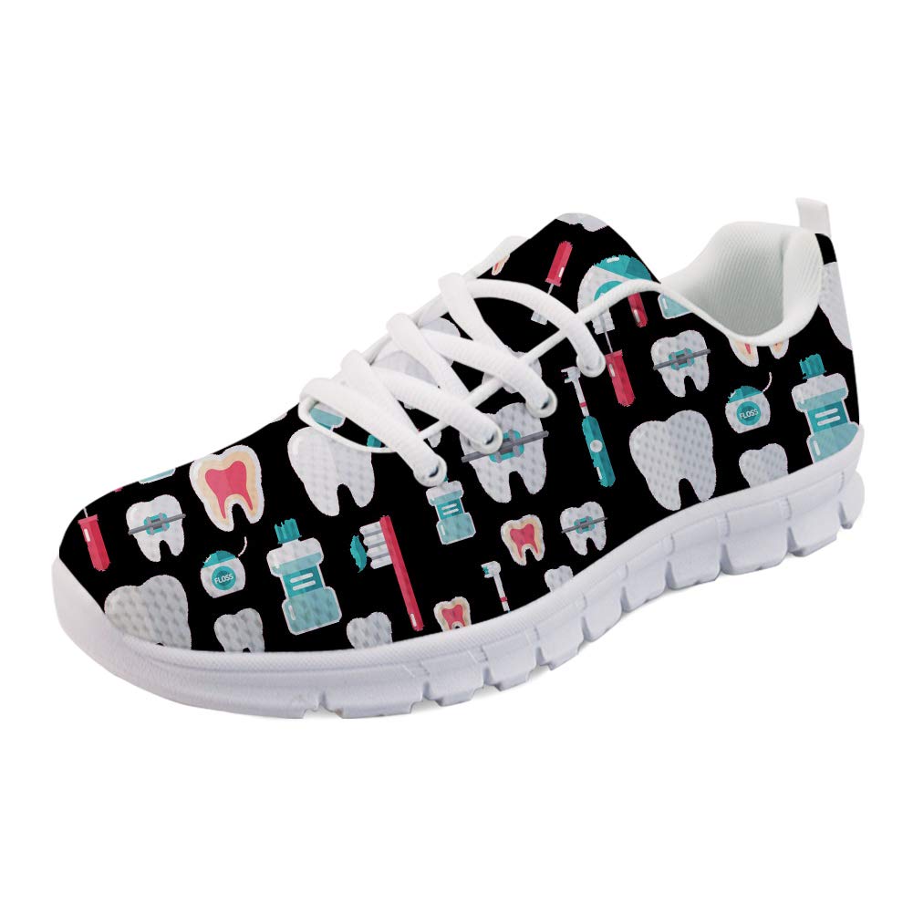 HUGS IDEA Women's Road Running Shoes Nurse Pattern Lightweight Sport Sneakers