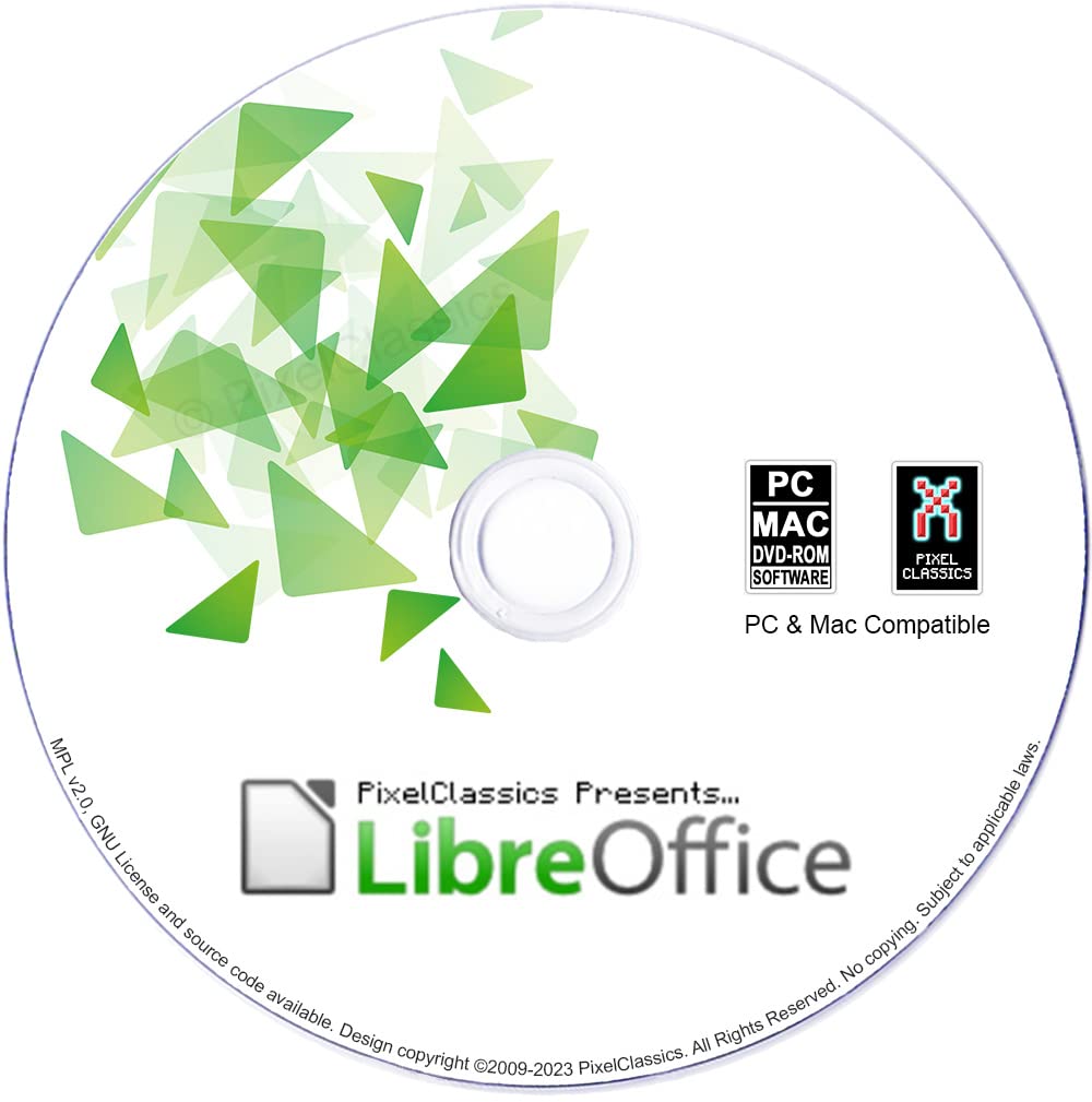 LibreOffice Office Suite 2024 on CD Disc | Compatible with Microsoft Office Word, Excel & PowerPoint for Home Student Business | One Time Purchase, Lifetime License & Free Updates | Windows PC & Mac