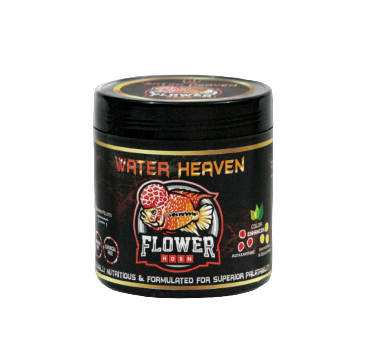 water heaven Flower Horn Large pellets Chicken, Liver, Mealworm, Sea Food, Shrimp 0.24 kg Dry Adult, Young, Senior Fish Food