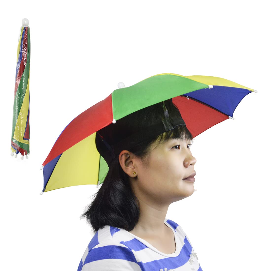 NEW-Vi Umbrella Hat Adult and Kids Folding Cap for Beach Fishing Golf Party Headwear