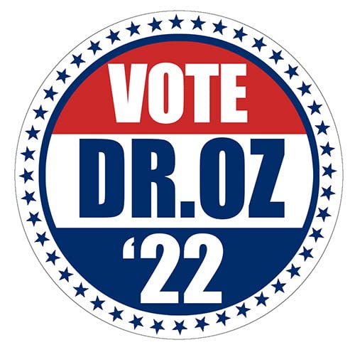 AV Dr. Oz for Senate Stickers, Vote for Doctor Mehmet Oz Decals, Pennsylvania Senator Vinyl, Vote Republican in 2022 Bumper Sticker for Cars, Trucks, Laptops, and Coolers (Round)