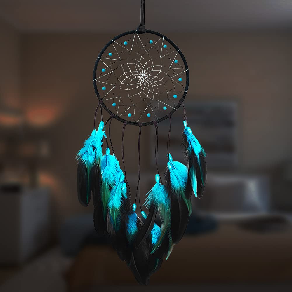 AWLEE Blue Dream Catchers for Boys Handmade Dreamcatchers Kids Bedroom Wall Hanging Decoration Art Ornament Craft Gift